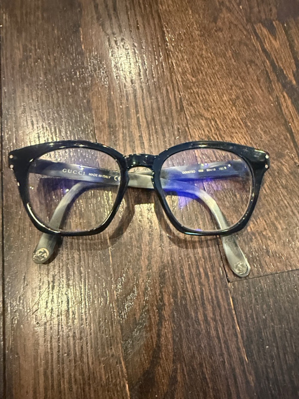 Gucci Black Tortoiseshell Square Optical Glasses